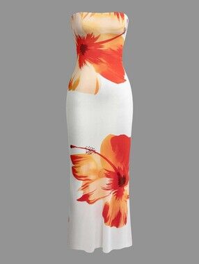 Micas Sunny Floral Cascade Strapless Maxi Dress